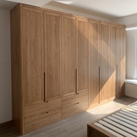 Armoire pleine hauteur personnalisable en chêne, tiroirs intégrés, placard en bois naturel résistant à l'humidité pour l'organisation de la chambre