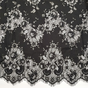 Black Eyelash <strong>Lace</strong> Italian Dress <strong>Lace</strong> Fabric - Product Image 2