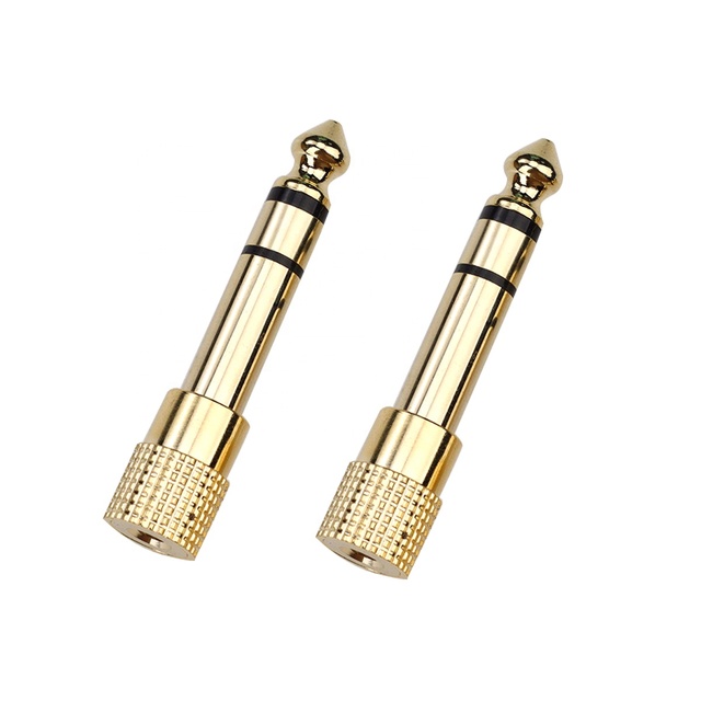 Gold Plated Adapter 6.35mm Male Stereo Plug to 3.5mm Stereo Headphone Audio Adapter Connector With Spring Aux Converter