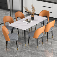 Chaise de salle à manger haut de gamme avec plateau en céramique pour ensemble de table de restaurant, table de salle à manger en marbre, table de cuisine, 6 chaises