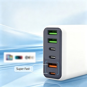 อะแดปเตอร์ชาร์จไฟแบบ USB-C 65W รองรับ PD ชาร์จเร็ว หัวปลั๊กแบบ EU 3 พอร์ต Type C วัสดุ PC ป้องกันกระแสเกิน 6 in 1 - Product Image 3