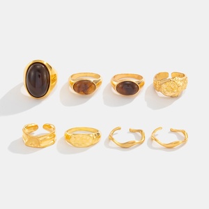 8 cái/bộ hợp thời trang không thường xuyên lớn mịn Acrylic đá quý nhẫn cho phụ nữ quyến rũ phụ nữ ngón tay vòng trên tay phụ kiện thời trang đồ trang sức - Product Image 5