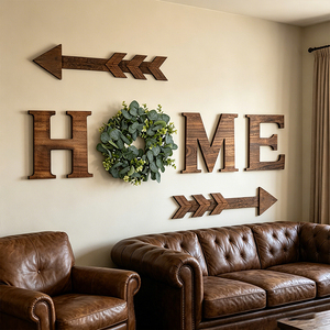 Decorazione da Parete in Legno Rustico Stile Fattoria con Lettere Appese per Soggiorno, Cucina, Ingresso, Regalo di Inaugurazione Casa, Colore <span class=keywords><strong>Marrone</strong></span> - Product Image 1