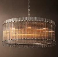 Luminaires suspendus modernes de style américain, lustres ronds en laiton, luminaires de luxe à LED pour salon, hôtel