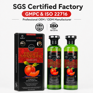 Gel Colorante per Capelli all'Estratto di Frutta, Colore Permanente <span class=keywords><strong>Senza</strong></span> <span class=keywords><strong>Ammoniaca</strong></span>, Copertura 100% dei Capelli Grigi, Nero Marrone 250ml*2, OEM Etichetta Privata per Salone - Product Image 2