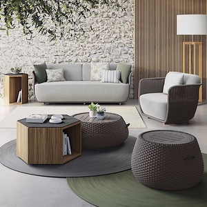 Meubles d'extérieur modernes pour villa, cour, patio, ensemble de canapés de jardin en aluminium avec structure en corde tressée - Product Image 4
