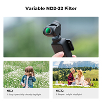 Juego de Filtros Magnéticos para Gimbal K&F Concept, Filtro CPL Magnético de Difusión Negra 1/4 1/2, Filtro ND2-32 Variable para DJI Osmo Pocket 3/4