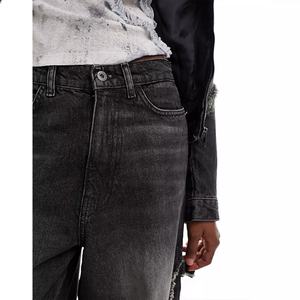 Pantalon en jean noir dégradé unisexe surdimensionné, style streetwear, déchiré, patchwork, jambes larges, vintage, délavé - Product Image 2