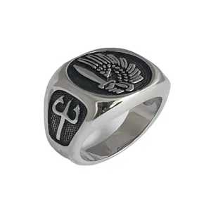 Hot Punk cool Kerl Fingerring gedruckt schwarz Metall Retro Ritter Ring alten römischen Soldaten Marlon Ring