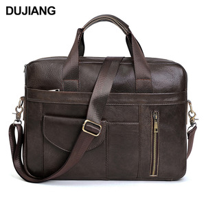 Dujiang Genuine Leather Business <b>Briefcase</b> 15.6 Inch Laptop Bag Men Crossbody Durable Travel Workbag - Product Image 1