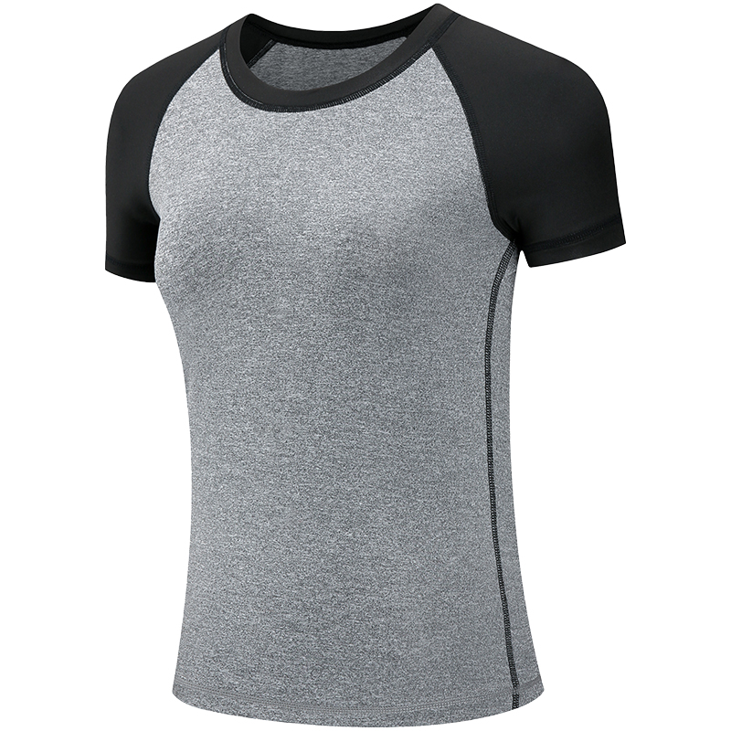 Women's Adult Color Block Yoga Fitness T-Shirt Wholesale Custom Polyester Sports Running Short Sleeve Comfortable Breathable