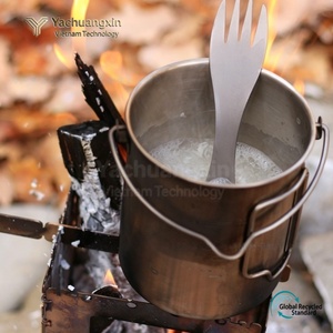 Stainless Steel Spork Set with Mesh Pouch Eco-Friendly Portable Utensil for Outdoor Camping <b>Backpacking</b> - Product Image 3