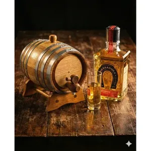 Barril de Madera de Roble de 1 Litro con Aro Galvanizado Marrón para Almacenamiento de Licores, Barril de Madera para Envasado de Alimentos y Bebidas - Product Image 4