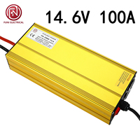 Chargeur de batterie au lithium intelligent haute puissance à arrêt automatique 14,6V100A, chargeur rapide pour alimentation extérieure de camping-car