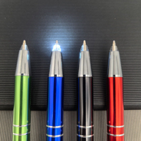 Nouveau stylo bille en métal LED rétractable lumineux avec logo personnalisé haut de gamme pour cadeau d'affaires et publicité