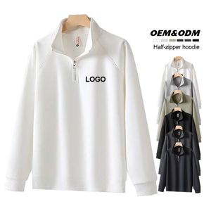 Men's Sportswear Coat Wholesale 320g Half <b>Zip</b> Pullover Polyester Cotton Custom logo Quarter <b>Zip</b> <b>Hooded</b> Men's Sportswear - Product Image 1