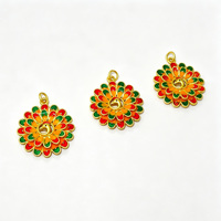 Pendentifs breloques émaillés creux en forme de fleur de paon à queue ouverte, plaqués or 18 carats, ethniques, unisexes, pour la création de colliers, vente en gros