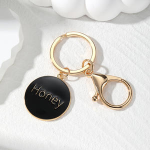 2025 goutte à goutte <span class=keywords><strong>d</strong></span>'huile saint valentin cadeau en forme de coeur cercle rond miel pendentif alliage porte-clés porte-clés sac pendentif accessoires - Product Image 3