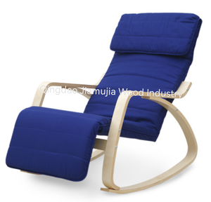 थोक आउटडोर रंग कुशन बेंटवुड रेक्लीयर चेयर आधुनिक लकड़ी के बगीचे रॉकिंग चेयर एडजस्टेबल फुटरेस्ट - Product Image 5