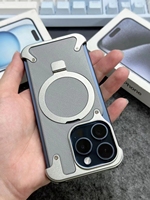 Coque de téléphone portable antichoc à cadre en métal avec support de téléphone pour iPhone 15promax 15pro 15plus 15 14promax Charge magnétique Frost