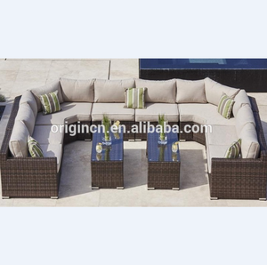 Juego de Muebles de Mimbre para Patio Exterior de Hotel de 5 Estrellas, Diseño Curvo de 10 Plazas, Sofá Esquinero de Ratán - Product Image 4