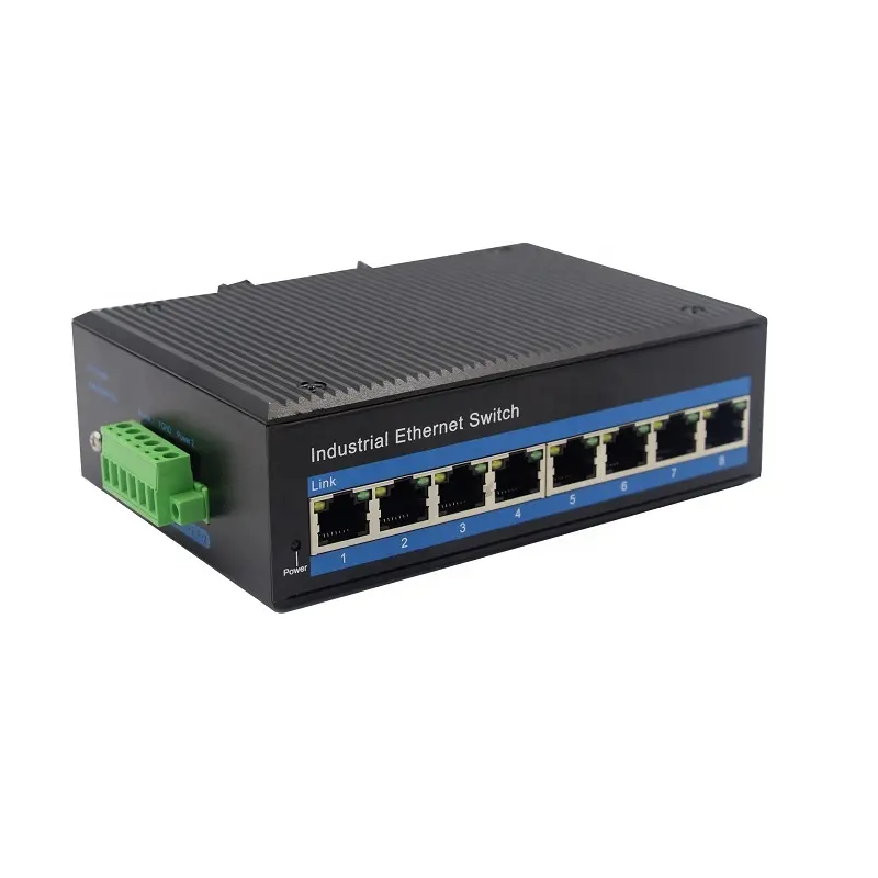 غير منظم 8 منافذ شبكة POE, 100 Mbit LAN جيجابت 8-منفذ 10/100BASE-TX محول إيثرنت صناعي POE