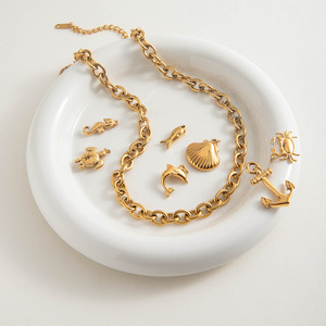 Stainless Steel <b>Chain</b> Necklace Geometric <b>Cross</b> Design For Fashion Jewelry - Product Image 2