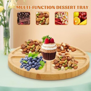 Plateau à fruits en bambou et bois de style européen avec compartiments, plateau à dessert, planche à découper pour pain et fruits, plateau à beurre et à aliments pour bébés - Product Image 2
