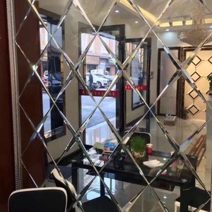 Mirror Diamond Effect Spell Bevel Mirror Tile <b>Wall</b> Mounted Silver Glass Customized Support 2mm to 6mm ,and 1.1mm Bathroom Mirror - Product Image 3