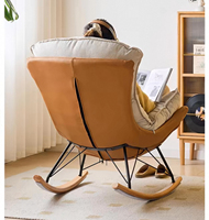 Fauteuil inclinable à bascule capitonné de luxe avec structure en bois de hêtre massif pour adultes ; Design contemporain pour salon, balcon, maison