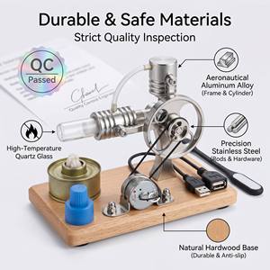 Kit de Modèle de <span class=keywords><strong>Moteur</strong></span> <span class=keywords><strong>Stirling</strong></span> à <span class=keywords><strong>Basse</strong></span> <span class=keywords><strong>Température</strong></span>, Jouet Éducatif d'Expérience Scientifique en Physique, <span class=keywords><strong>Moteur</strong></span> à Vapeur pour Démonstration en Laboratoire, Cadeau pour Enseignants - Product Image 5