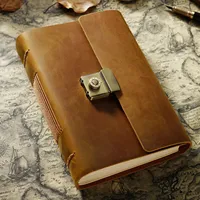 Carnet de notes vintage en similicuir rigide A4/A5/A6, rechargeable, avec pages épaisses, agenda, journal