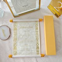 Ensemble d'invitations de mariage en velours pour cérémonie de mariage, motif vintage en feuille d'or avec boîte cadeau et carte de menu