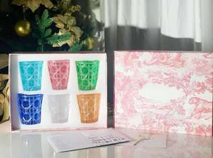 Juego de Vasos de Vidrio con Patrón de Diamantes Coloridos, 6 Piezas, Vasos de Chupito de Colores, Juego de Regalo para Bar y Hogar, Regalo para Festivales, Regalos de Boda - Product Image 3