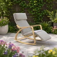 Fauteuil à bascule de loisirs en bois courbé de haute qualité, avec assise en coton et lin, idéal pour chambre, salon ou mobilier de maison.
