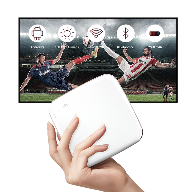 S-180 Mini Projector Portable 4K Android LED DLP Home Theater with Dual-Band WiFi 8000mAh Battery 2*Speakers for Trips
