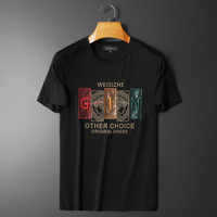 T-shirt d'été à col rond brodé à manches courtes pour hommes avec haut en modal de soie glacée