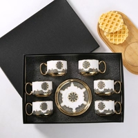 Nouvel ensemble de table basse en céramique de style européen, luxe moderne, ensemble promotionnel de 6 tasses et soucoupes