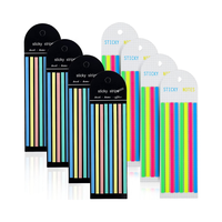 Transparent collant long néon clair surligneur bandes drapeaux autocollants, pour annoter les livres bureau école étude fournitures