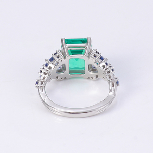 Luxus Schmuck Labor gewachsen Paraiba Ring <span class=keywords><strong>Solid</strong></span> PT950 Platin 8*10 Emerald Cut Lab gewachsen Paraiba Granat Verlobung sring für Frauen - Product Image 3