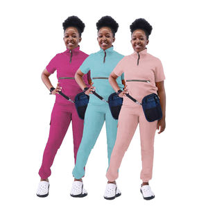 Moda hombres mujeres estiramiento Dental manga corta Hospital Scrubs uniformes conjuntos Unisex Jogging personal Scrubs Tops uniforme - Product Image 3