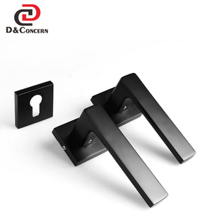 Di nuovo Modo di Porta Esterna Set di Blocco Maniglia di Tiro Semplice quadrato porta interna in alluminio maniglia a leva - Product Image 3