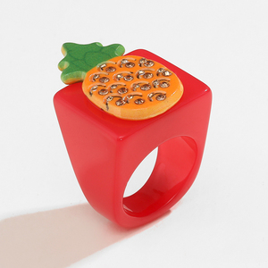 Fashion Summer Y2K Fruit Zircon <strong>Ring</strong> Women Girls Candy Color <strong>Thick</strong> Chunky Resin <strong>Ring</strong> for Women - Product Image 3