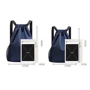 Customizable Logo Drawstring <b>Backpack</b> with Water Bottle Pocket Activity Travel Hiking Fitness Sports Football Bag for Women Men - Product Image 2