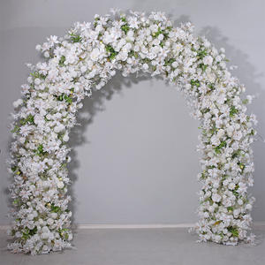 H-406 grande lune en métal blanc Rose porte fête de mariage promenade à travers le cadre d'arche de fleurs debout libre - Product Image 1