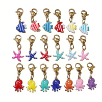 10 Breloques en émail en acier inoxydable, motifs étoile de mer, poisson, pieuvre, avec fermoir mousqueton, accessoires pour la fabrication de bijoux DIY