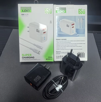 Chargeur rapide pour téléphone portable 65W avec prise EU, type C PD USB, câble USB-C, adaptateur secteur USB-C à charge rapide 65W