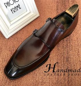 Chaussures en cuir coloré italiennes faites à la main pour hommes, tenue de travail formelle, cuir véritable haut de gamme, style britannique, chaussures de bureau - Product Image 1