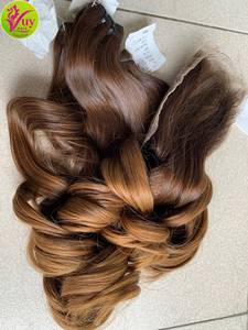 Cabello Humano Vietnamita Virgen Ondulado Natural Marrón Claro con Ondas Sueltas de 18-22 Pulgadas y Cierre HD al por Mayor - Product Image 1