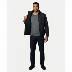 Chaqueta Aislante Negra para Hombre, con Cierre, Ligera, Cortavientos, Resistente al Agua, para Senderismo, Viajes, Otoño e Invierno - Product Image 1